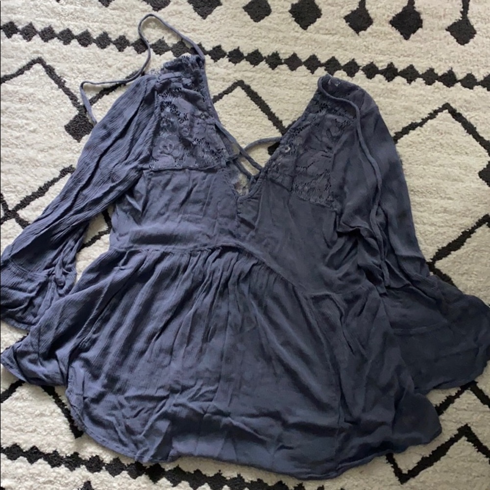 Lace back blouse